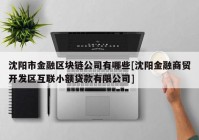 沈阳市金融区块链公司有哪些[沈阳金融商贸开发区互联小额贷款有限公司]